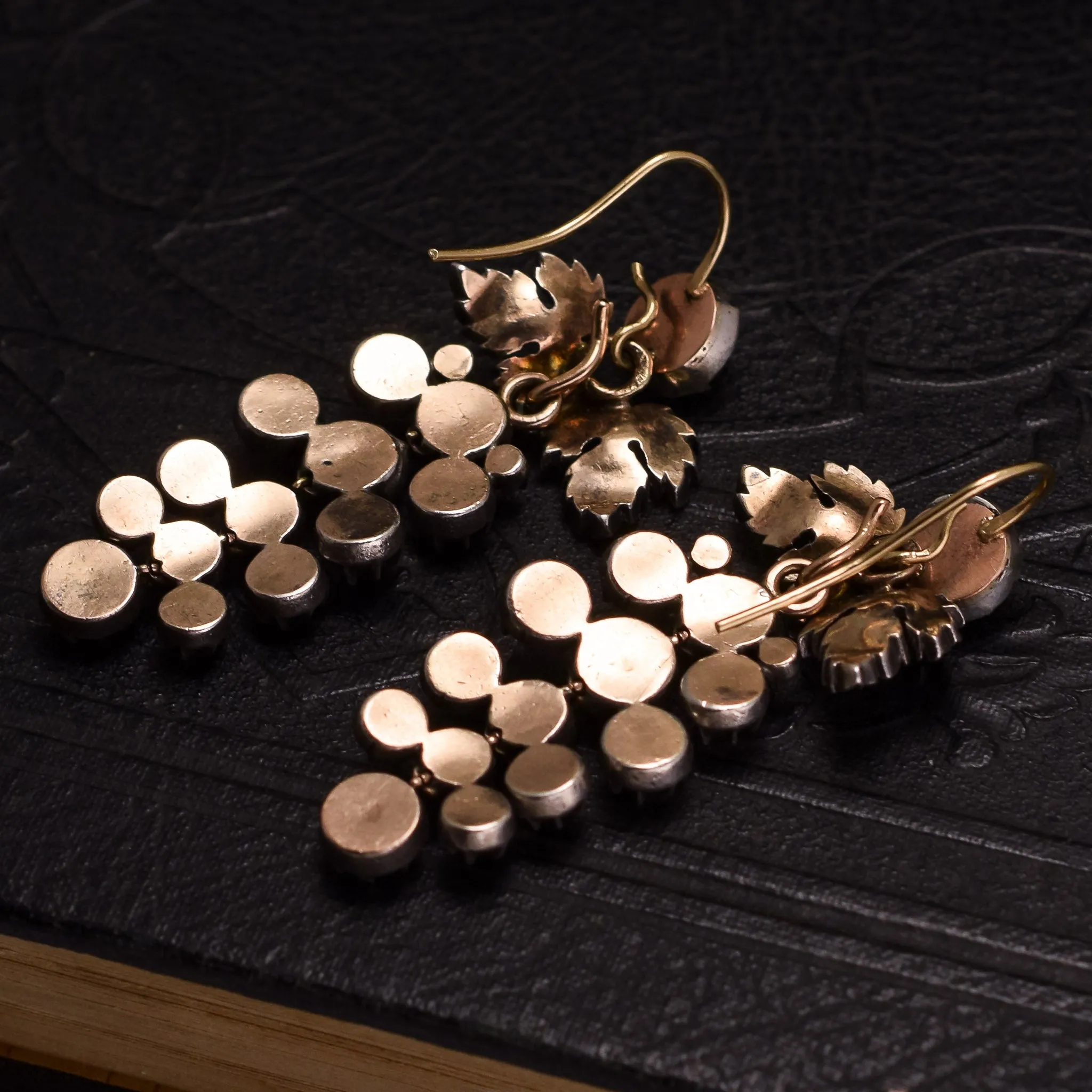 Georgian Rose Cut Diamond Day & Night Earrings