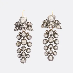 Georgian Rose Cut Diamond Day & Night Earrings