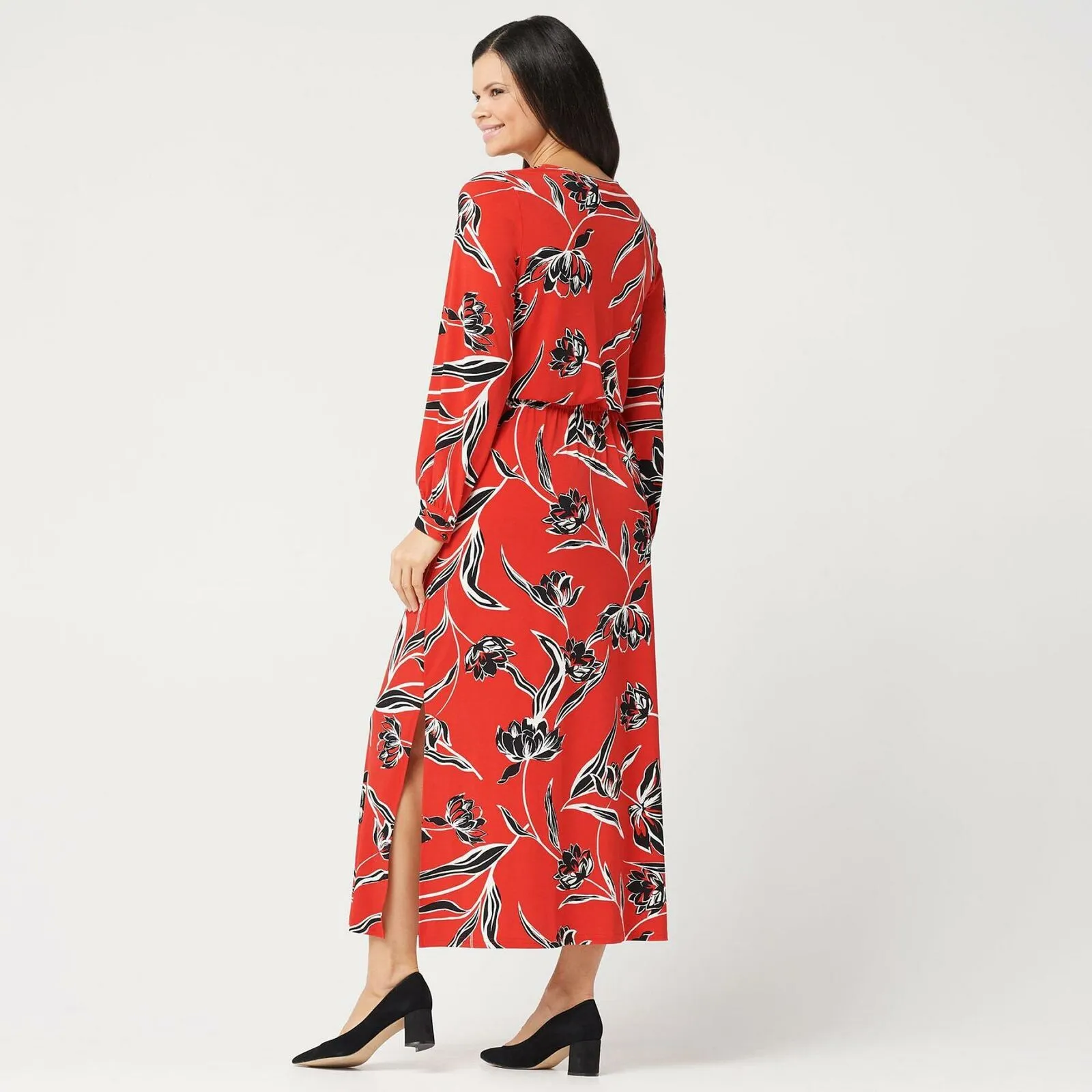 G.I.L.I. Women's Petite Jetsetter Long-Sleeve Knit Maxi Dress
