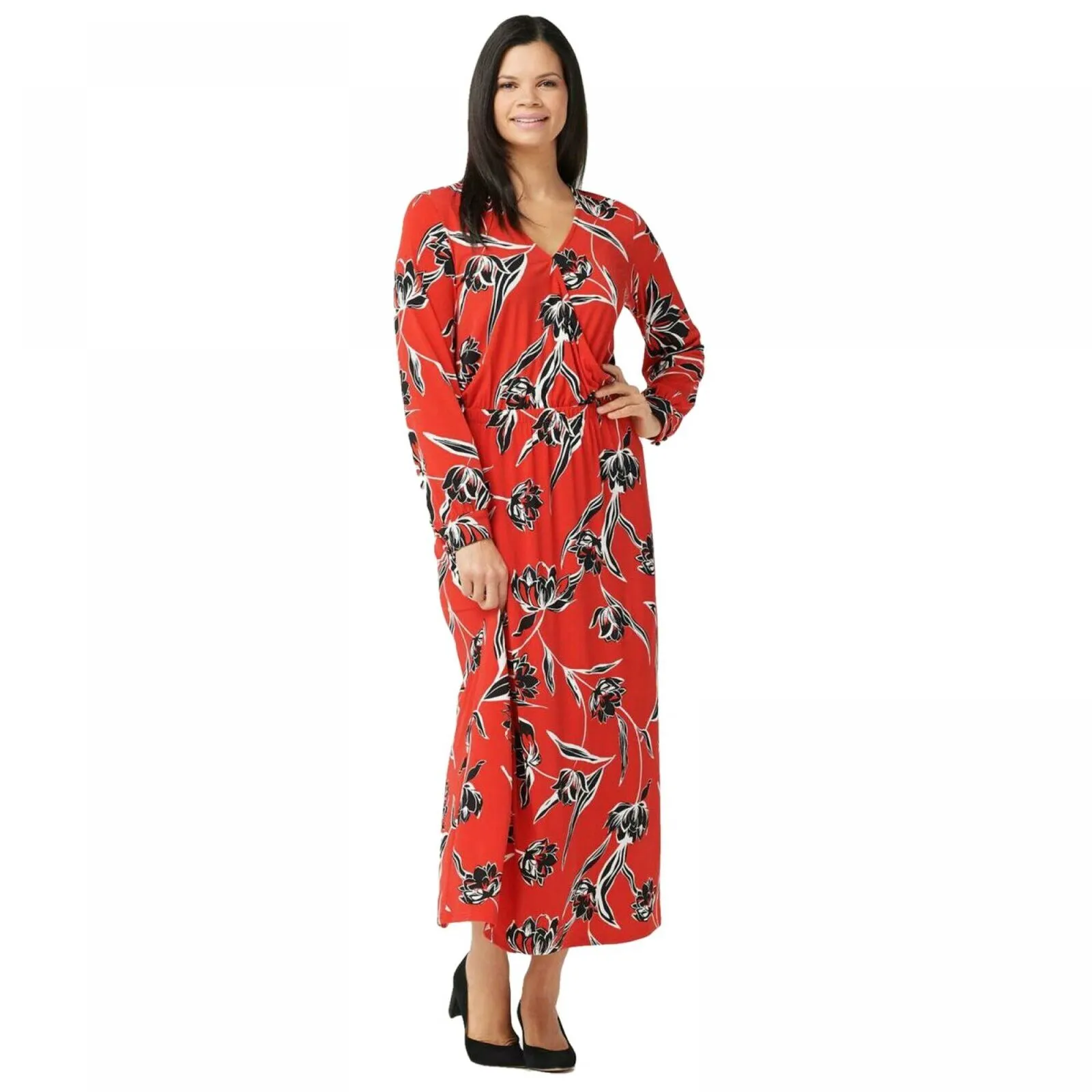 G.I.L.I. Women's Petite Jetsetter Long-Sleeve Knit Maxi Dress