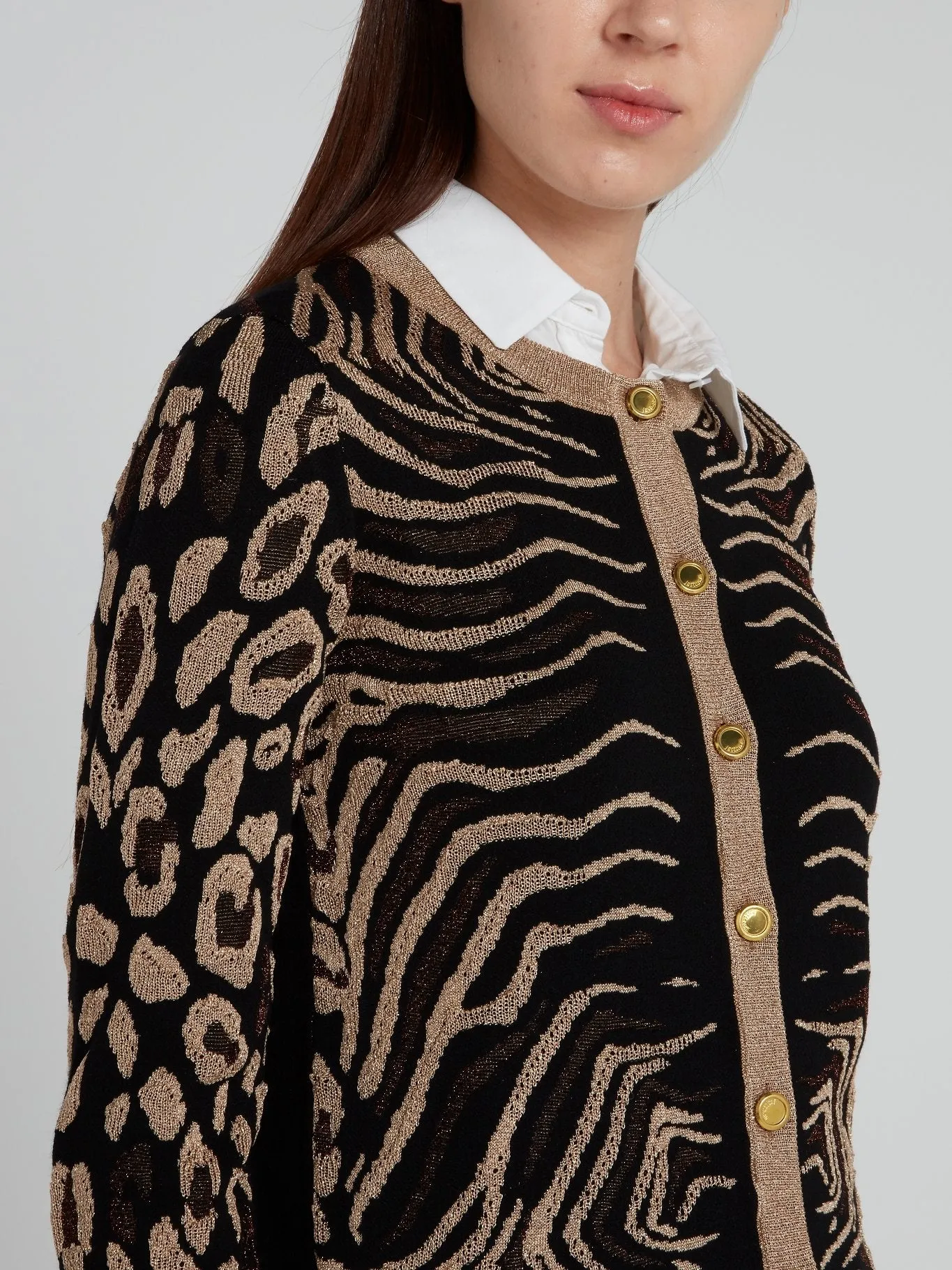 Gold Patterned Knit Pullover