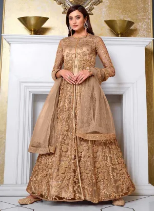 Golden Heavy Embroidered Lehenga/ Pant Style Anarkali
