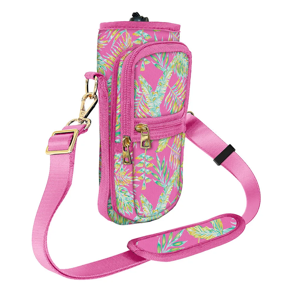 Green Fern FAdjustable Strap Fern Print Bottle Carrier for Cups