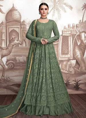 Green Heavy Embroidered Anarkali Suit