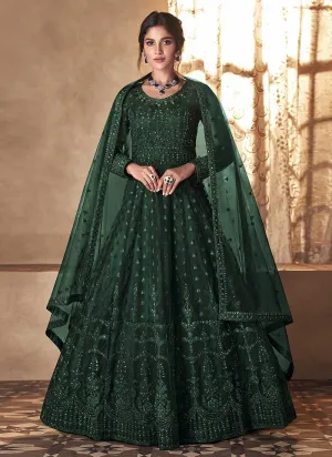 Green Heavy Embroidered Gown Style Anarkali Suit
