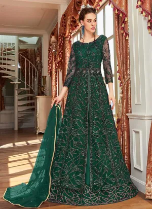 Green Heavy Embroidered Lehenga/ Pant Style Anarkali