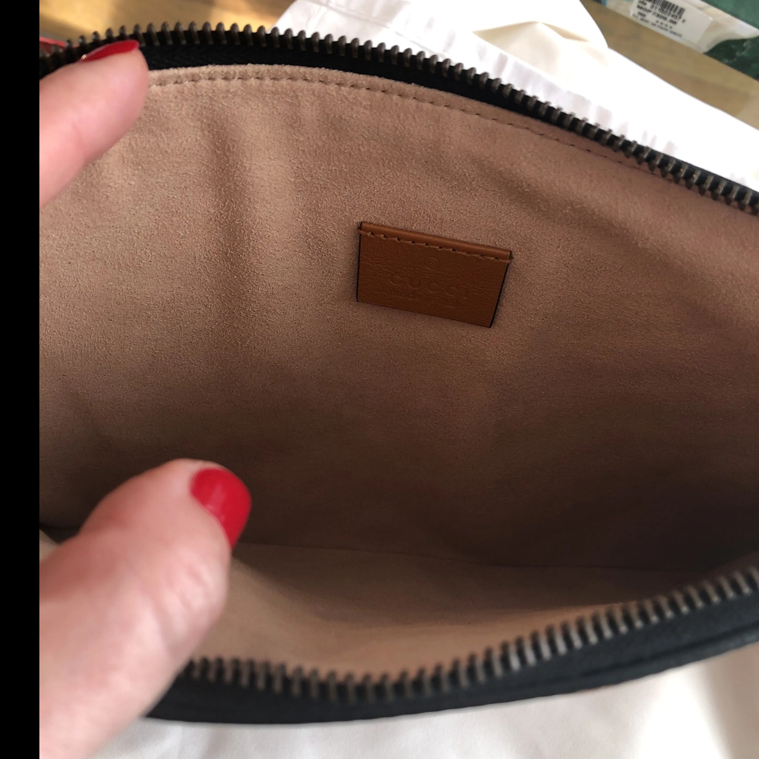 Gucci Calfskin GG Marmont Quilted Leather Pouch in Vaccha Brown