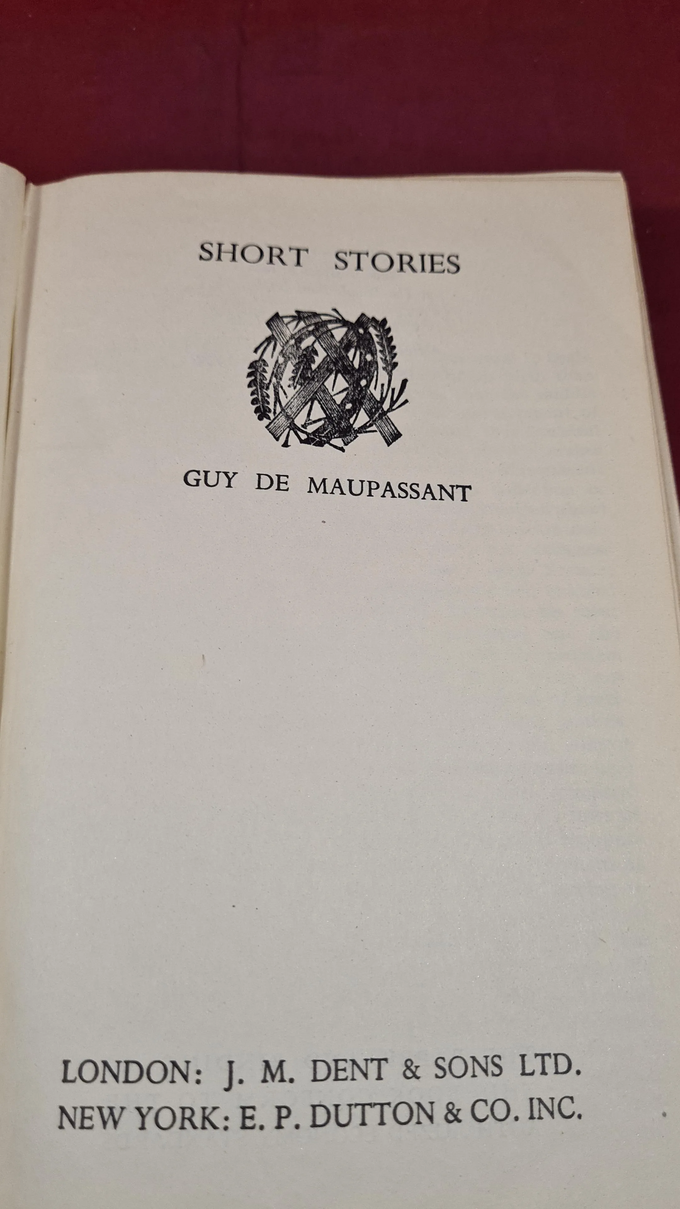 Guy De Maupassant - Short Stories, Everyman's Library Number 907, 1946
