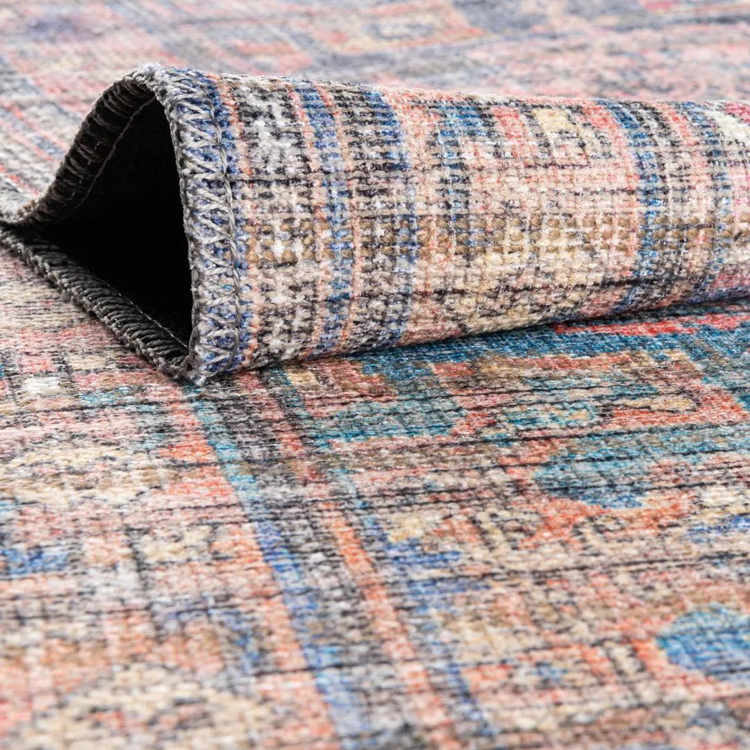Hadsell Machine Made Power Loom Antique Blue Area Rug Langley Street® Rug Size: Oval 5'3" x 8'