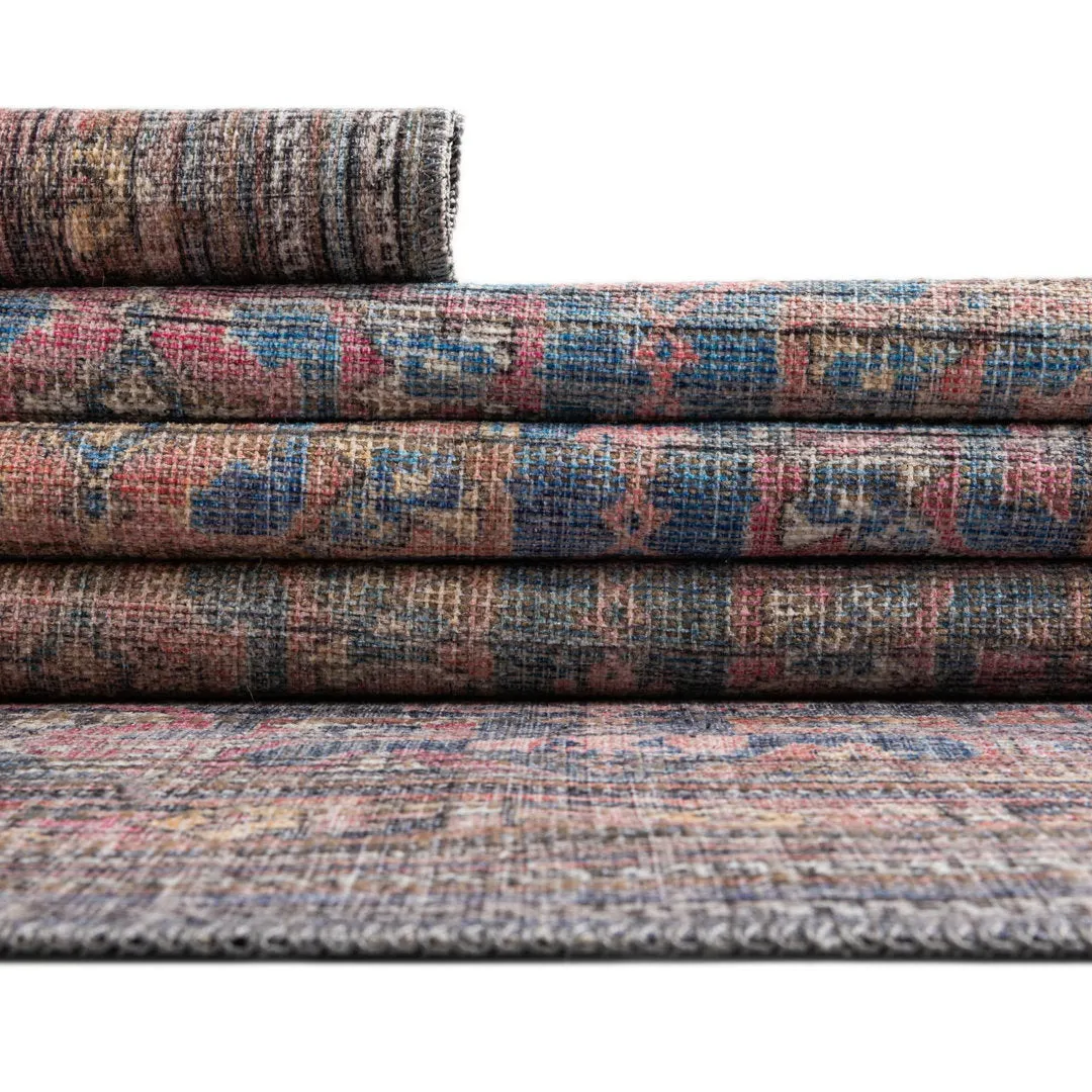 Hadsell Machine Made Power Loom Antique Blue Area Rug Langley Street® Rug Size: Oval 5'3" x 8'