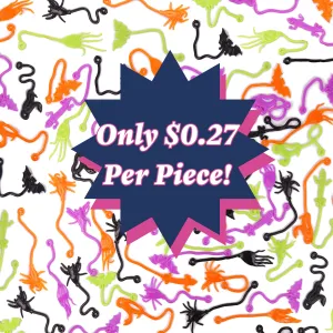 Halloween Jumbo Sticky Assortment Bulk Value Bundle, Large Sticky Spiders, Bats, Snakes, 150 Pcs