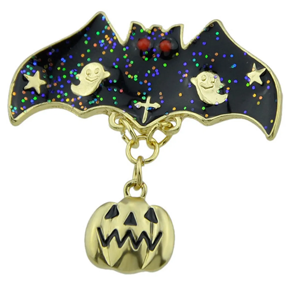 Halloween Pumpkin Ghost Bat Star Brooch