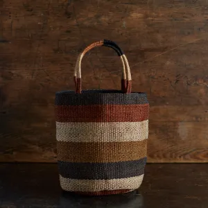 Hand Woven Jute Bucket Bag - Earth Stripe