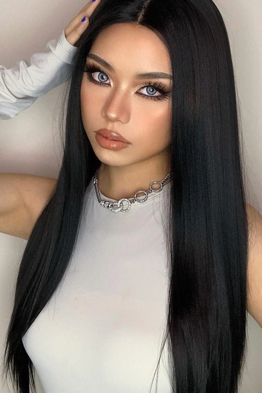 Hazel Blues® | Black Long Lace Front Straight Synthetic Wigs 26"