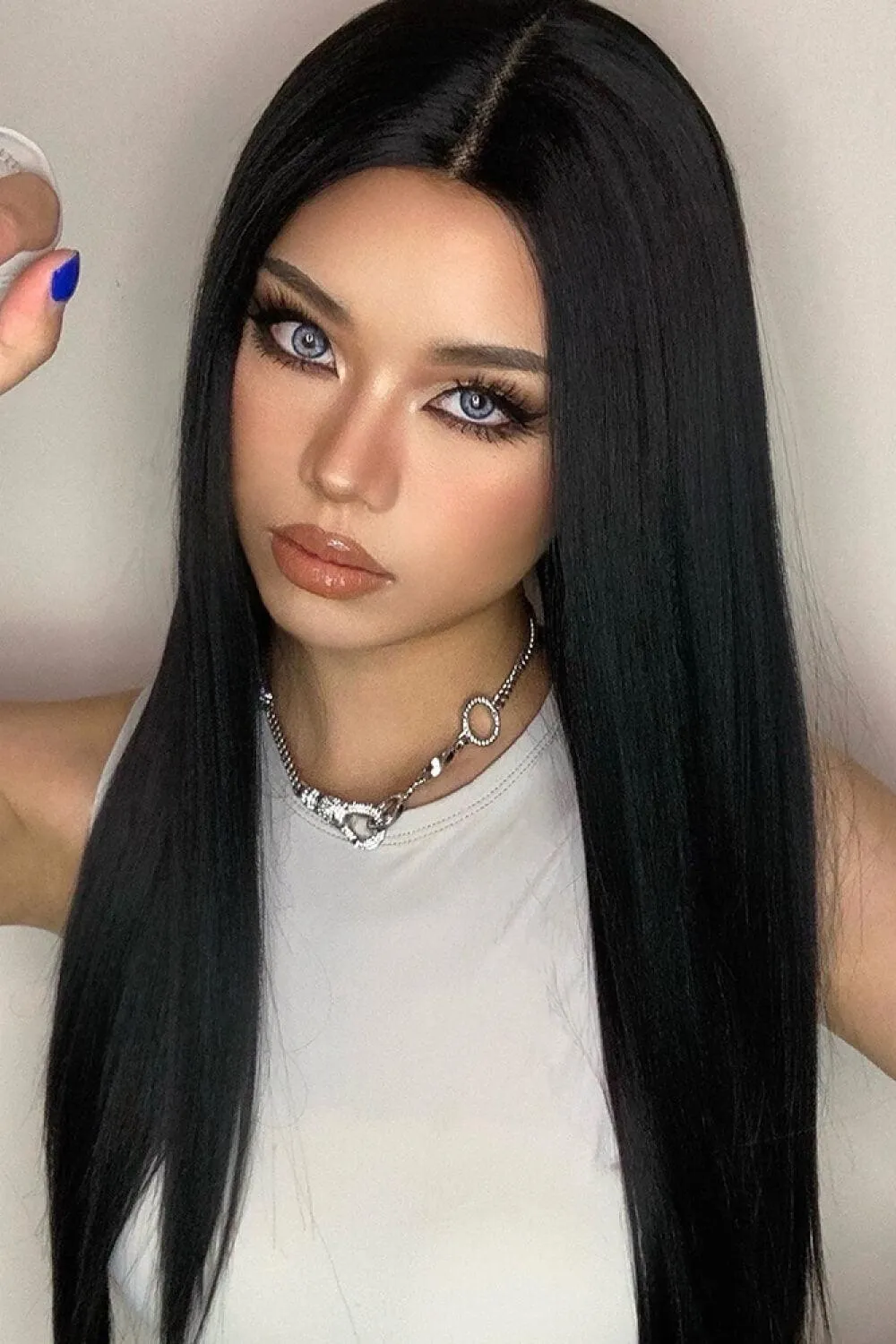 Hazel Blues® | Black Long Lace Front Straight Synthetic Wigs 26"