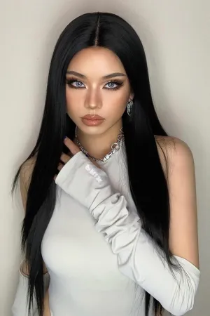Hazel Blues® | Black Long Lace Front Straight Synthetic Wigs 26"