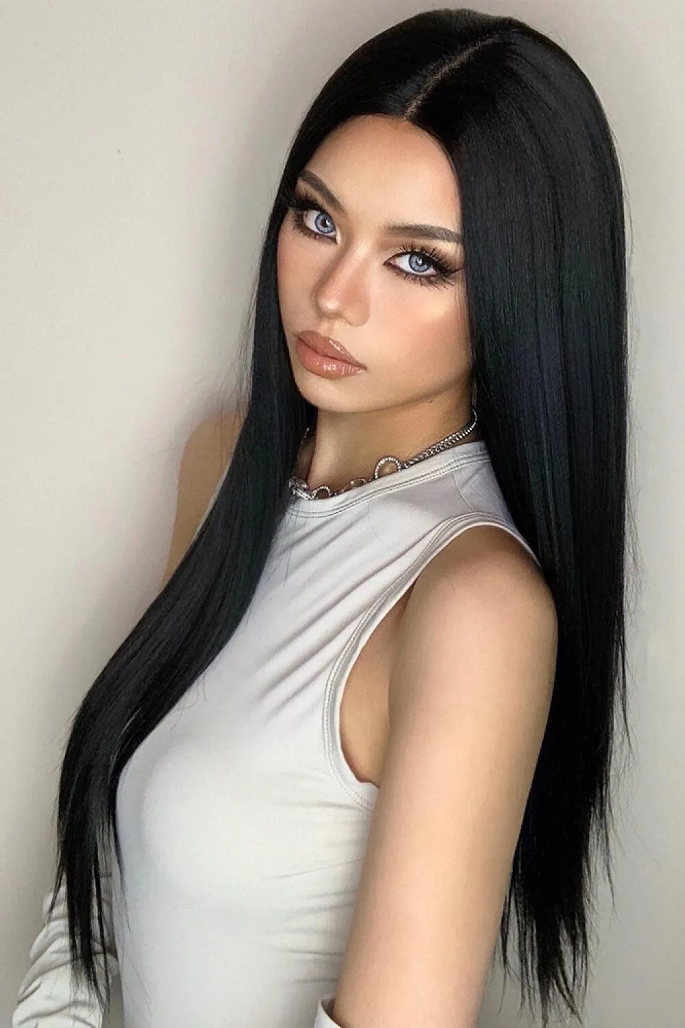 Hazel Blues® | Black Long Lace Front Straight Synthetic Wigs 26"