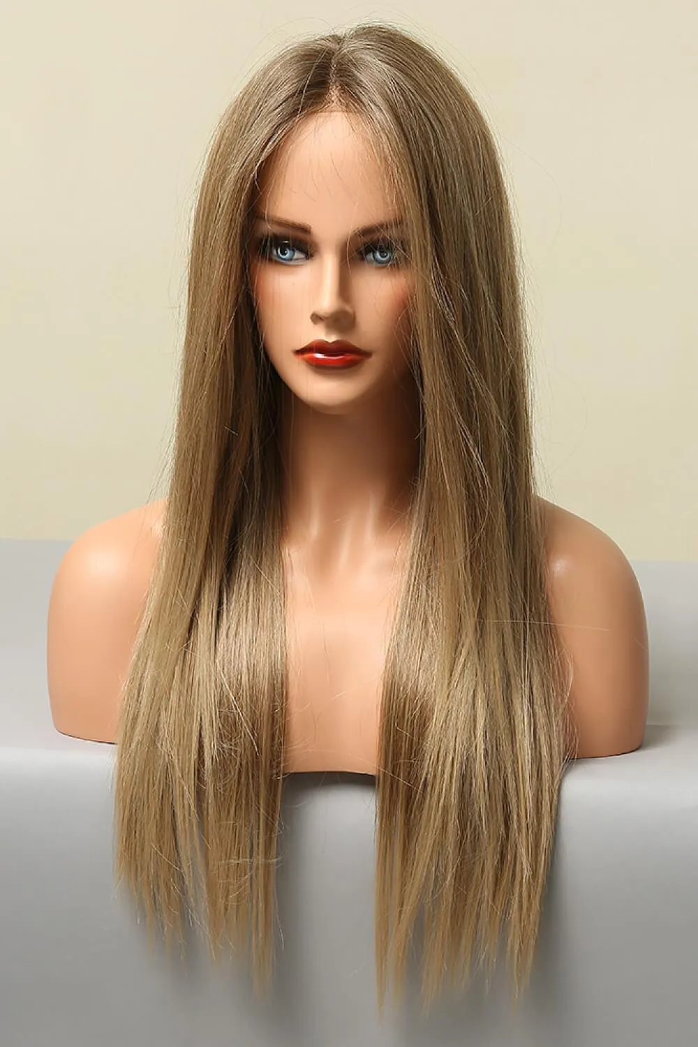Hazel Blues® | Dark Blonde Balayage Long Straight Lace Front Synthetic Wigs 26"