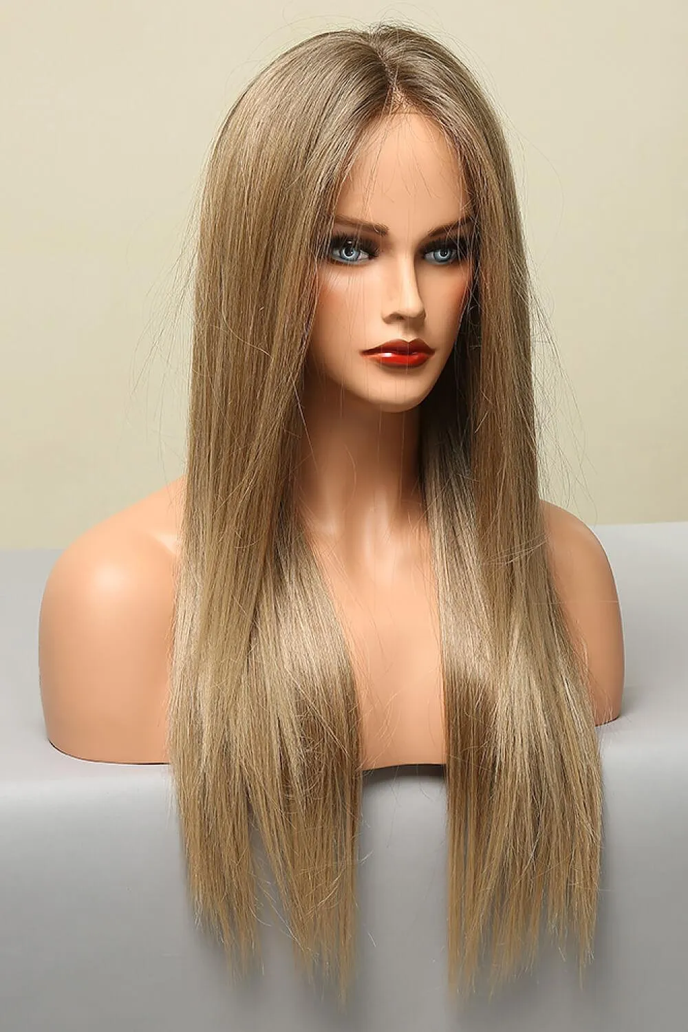 Hazel Blues® | Dark Blonde Balayage Long Straight Lace Front Synthetic Wigs 26"