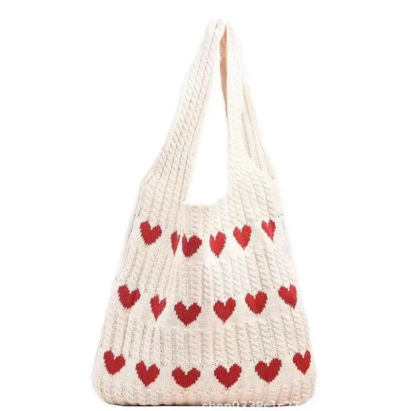 Heart Knitted Wool Shoulder Bag – Charming, Versatile & Perfect for Every Day