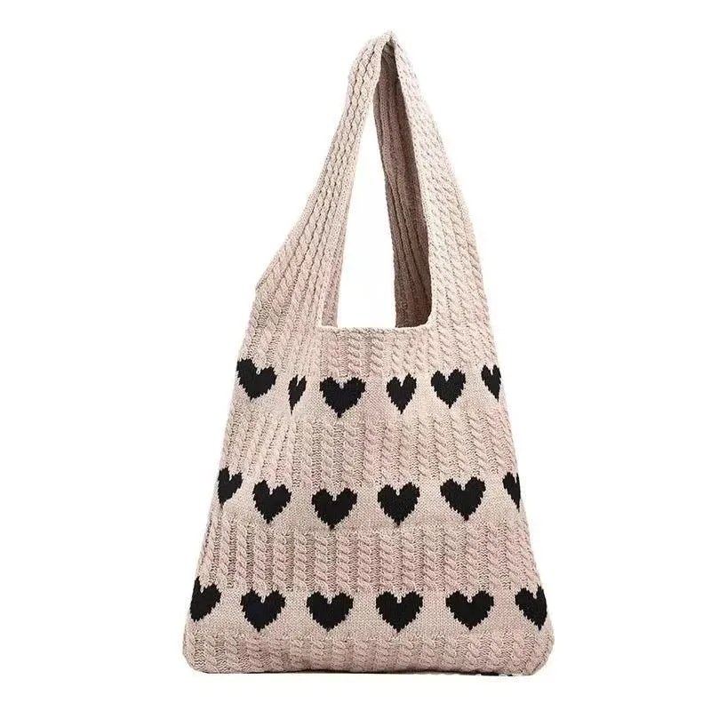 Heart Knitted Wool Shoulder Bag – Charming, Versatile & Perfect for Every Day