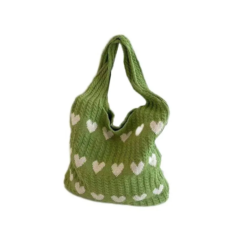 Heart Knitted Wool Shoulder Bag – Charming, Versatile & Perfect for Every Day
