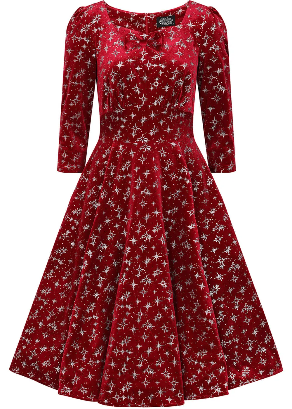 Hearts & Roses Paris Sparkle Velvet 50's Swing Dress Red