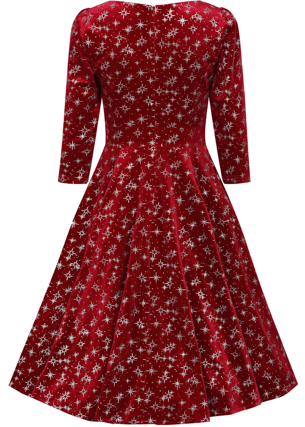 Hearts & Roses Paris Sparkle Velvet 50's Swing Dress Red