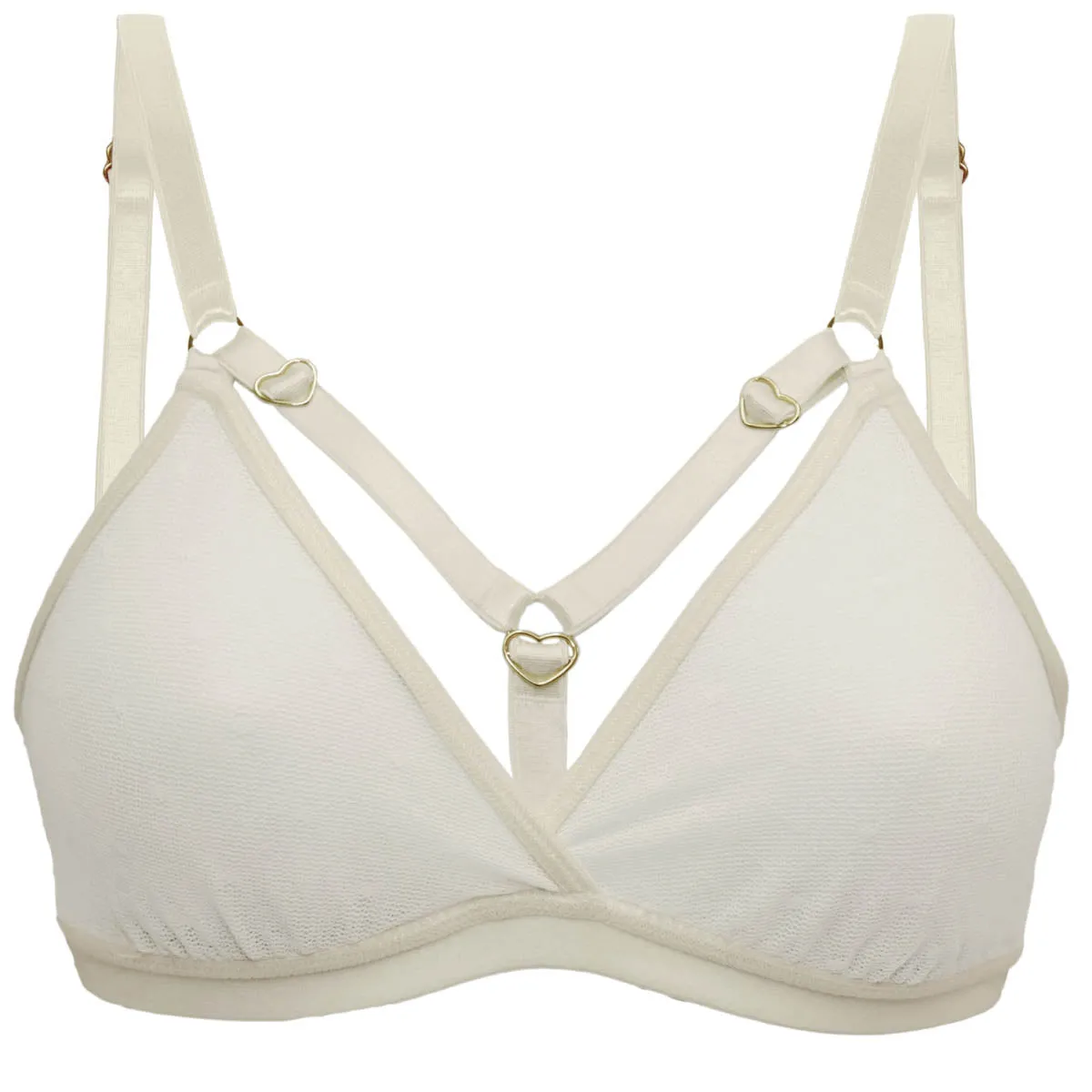 Hearts of Venus Strappy Bralette in Pearl