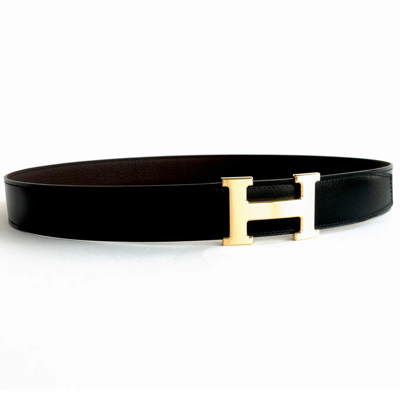 Hermes Chocolate Brown Black Unisex Reversible Constance Gold Belt Kit 32mm 90cm