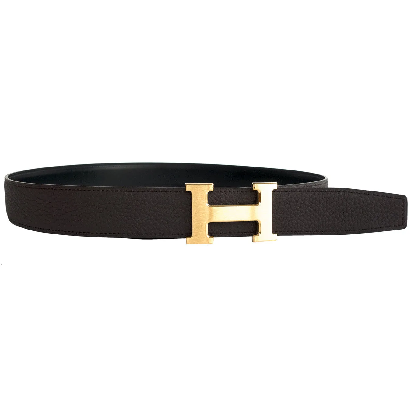 Hermes Chocolate Brown Black Unisex Reversible Constance Gold Belt Kit 32mm 90cm