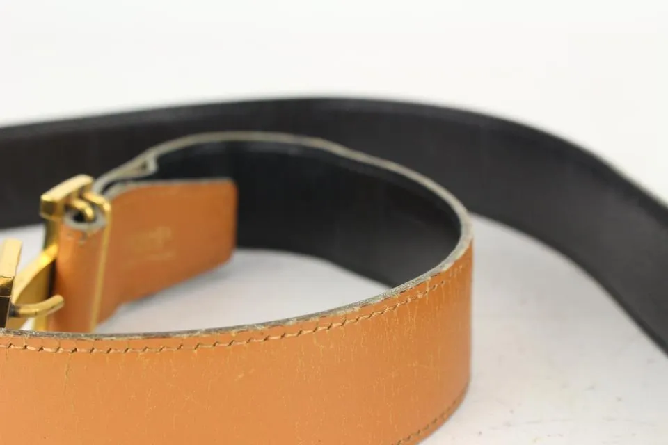 Hermès Black x Brown x Gold 32mm Reversible H Logo Belt Kit 823her19