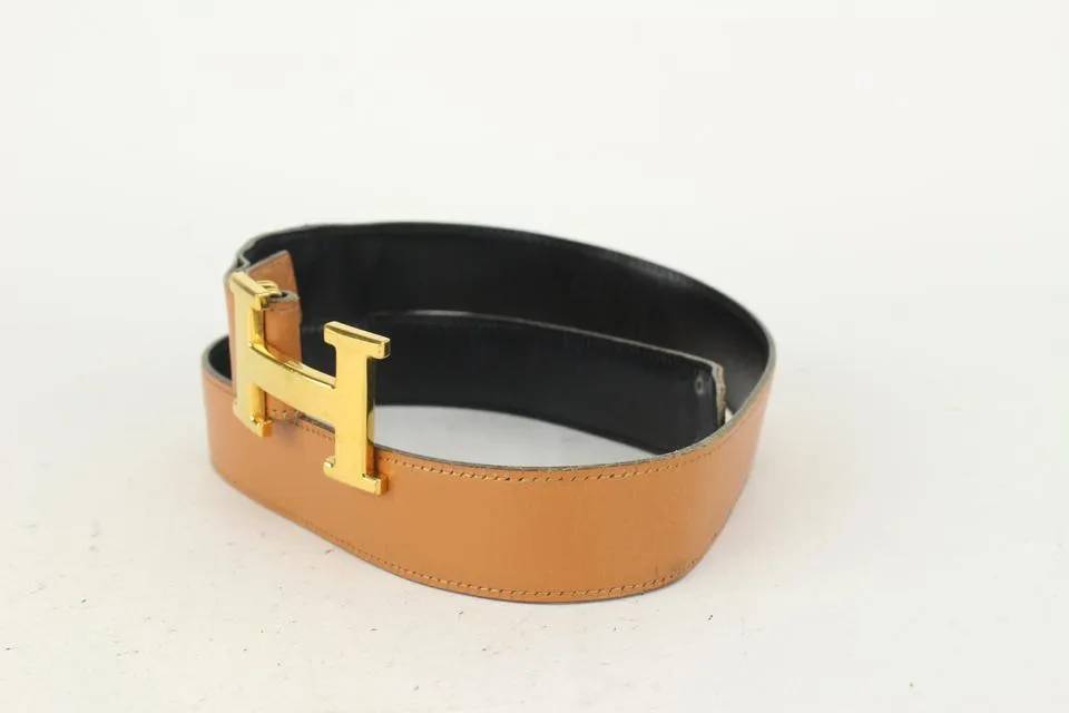 Hermès Black x Brown x Gold 32mm Reversible H Logo Belt Kit 823her19