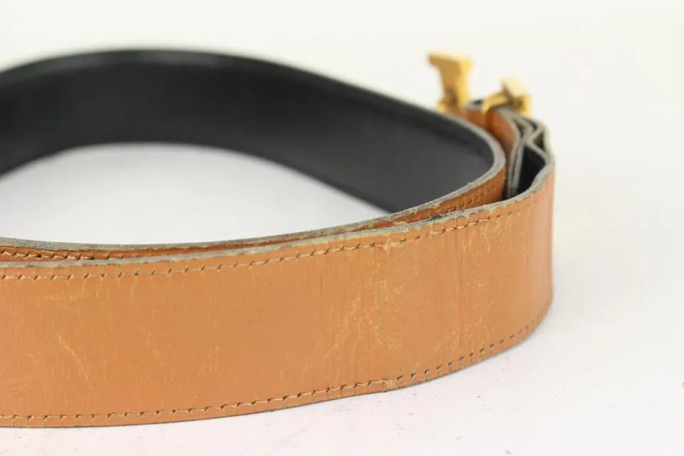 Hermès Black x Brown x Gold 32mm Reversible H Logo Belt Kit 823her19