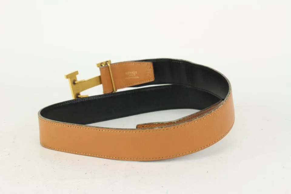 Hermès Black x Brown x Gold 32mm Reversible H Logo Belt Kit 823her19