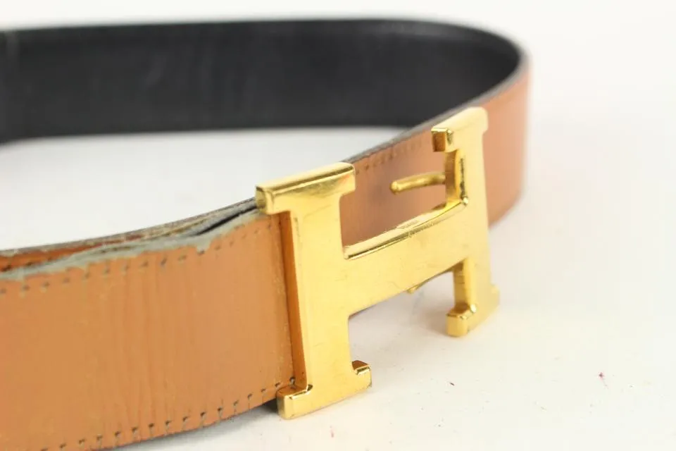Hermès Black x Brown x Gold 32mm Reversible H Logo Belt Kit 823her19