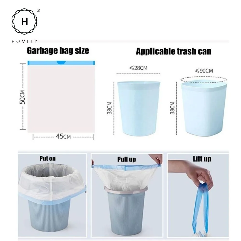 Homlly Drawstring Trash Rubbish Bag for Home kitchen Office (75bags)
