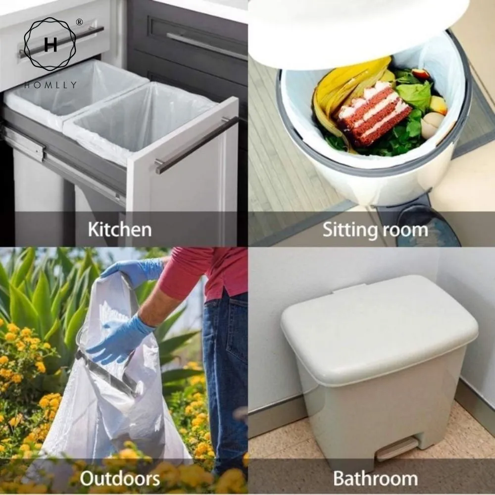 Homlly Drawstring Trash Rubbish Bag for Home kitchen Office (75bags)