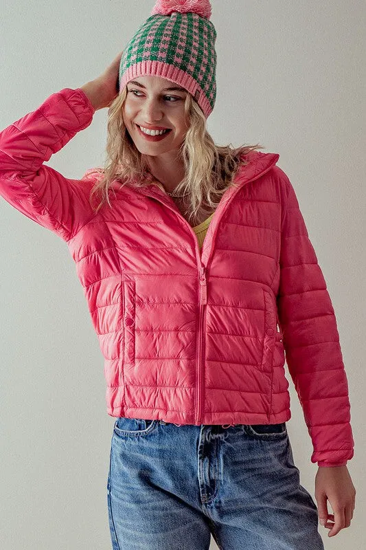Hooded Zip Up Quilted Puff Jacket