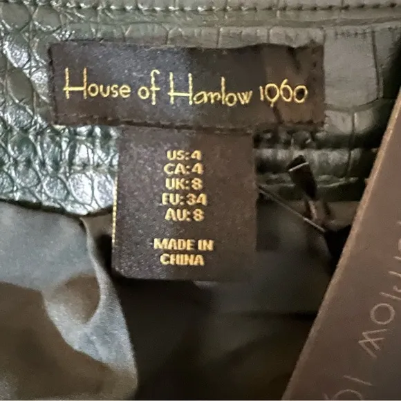HOUSE OF HARLOW 1960 Green Faux Leather Mini A-Line Skirt Size 4