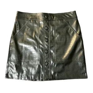 HOUSE OF HARLOW 1960 Green Faux Leather Mini A-Line Skirt Size 4