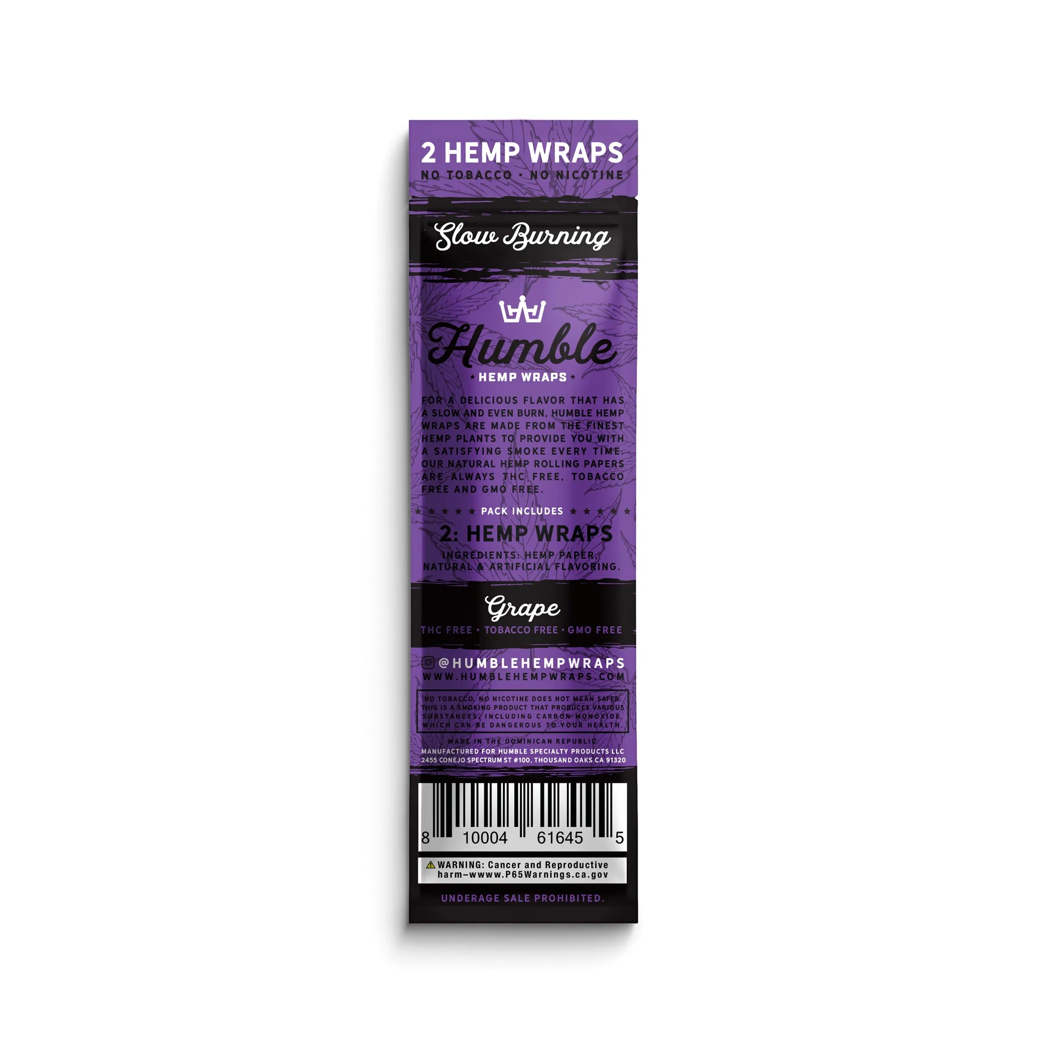 Humble Hemp Wraps - Grape Flavor - 25 Pack