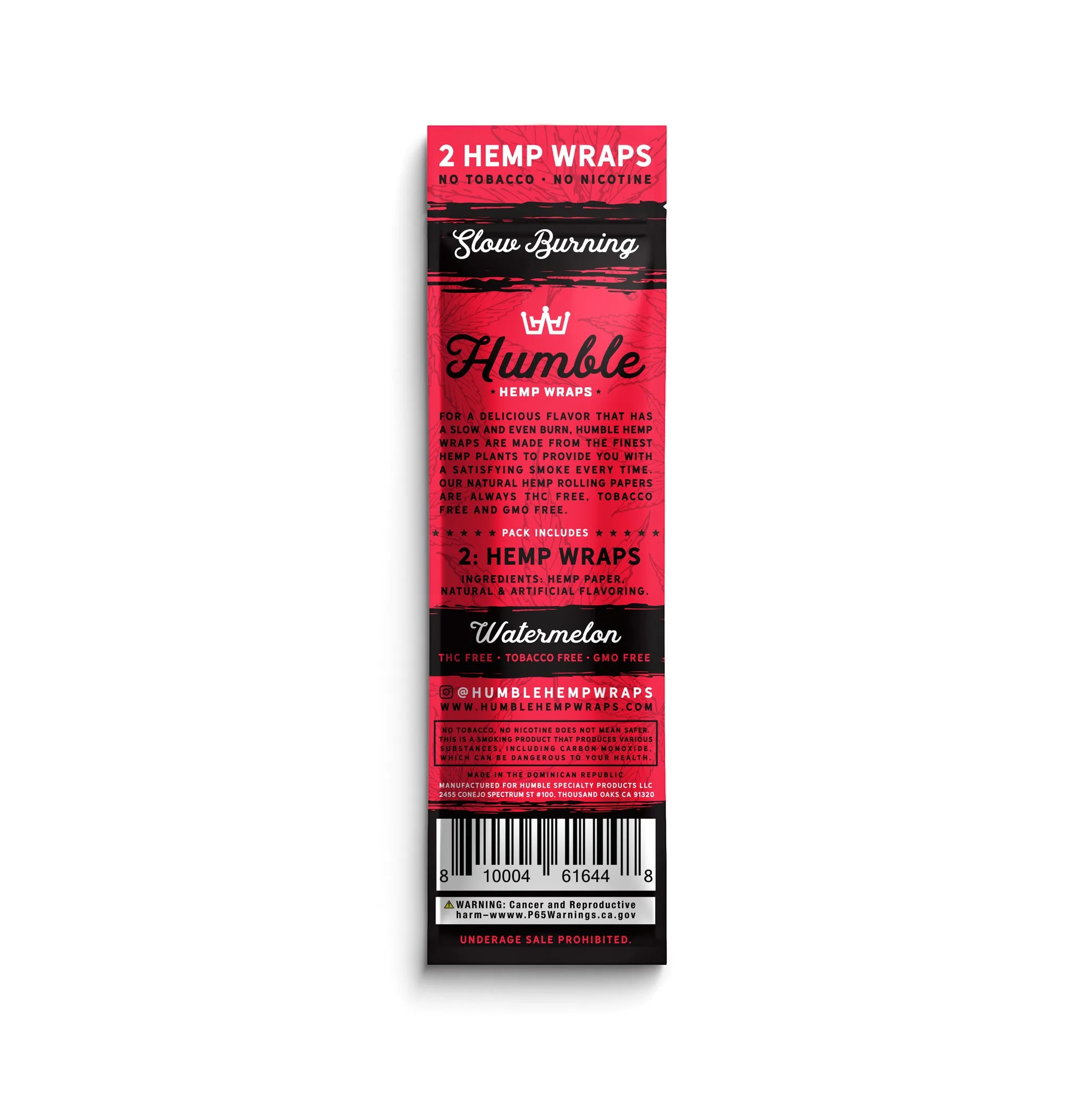 Humble Hemp Wraps - Watermelon Flavor - 25 Pack