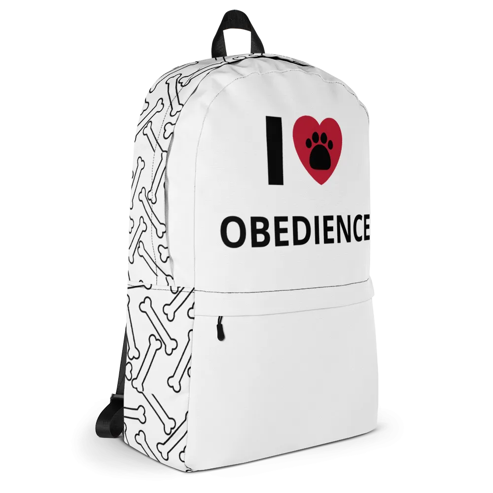 I Heart w/ Paw Obedience Backpack & Bones Sides-White