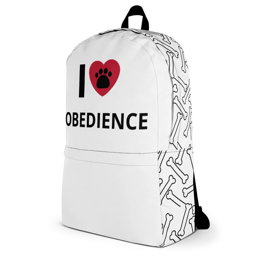 I Heart w/ Paw Obedience Backpack & Bones Sides-White