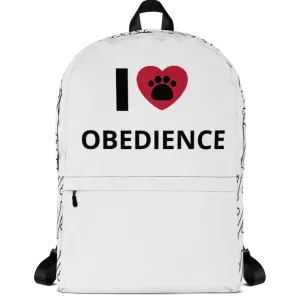 I Heart w/ Paw Obedience Backpack & Bones Sides-White