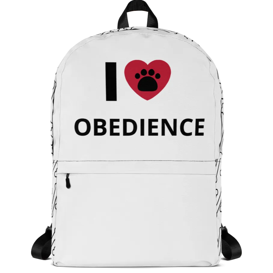 I Heart w/ Paw Obedience Backpack & Bones Sides-White