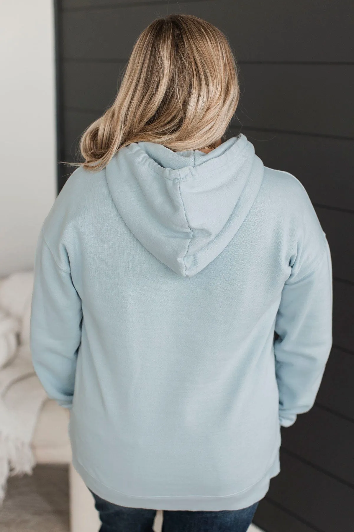 Incredible Devotion Drawstring Hoodie- Light Blue