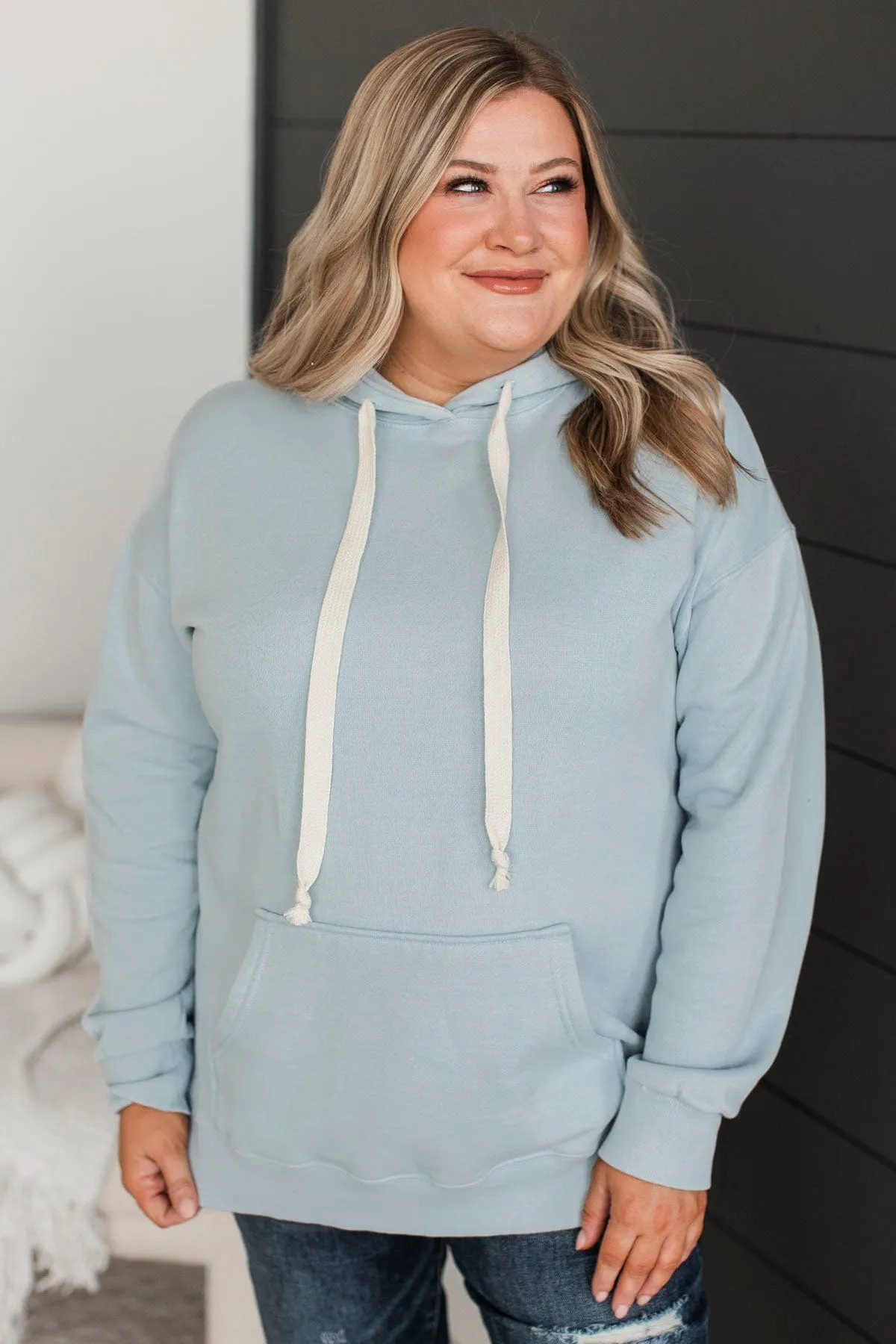 Incredible Devotion Drawstring Hoodie- Light Blue