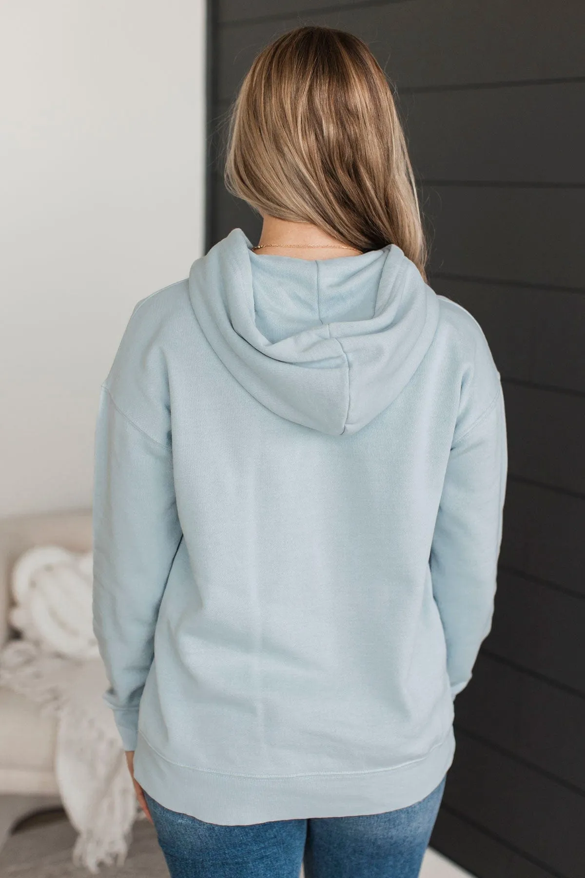 Incredible Devotion Drawstring Hoodie- Light Blue